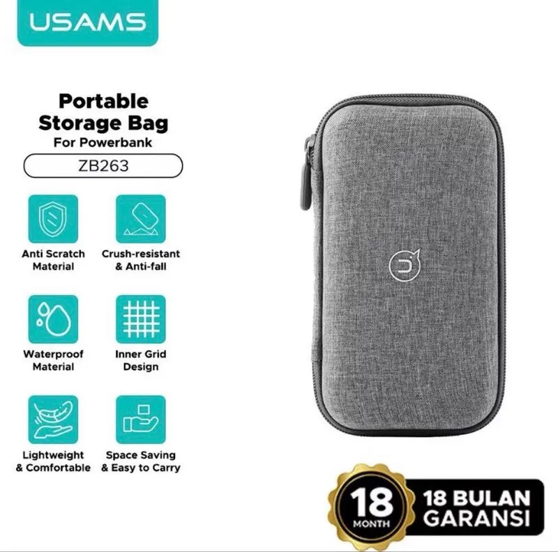 usams portable storage pouch bag powerbank, charger dll photo 1