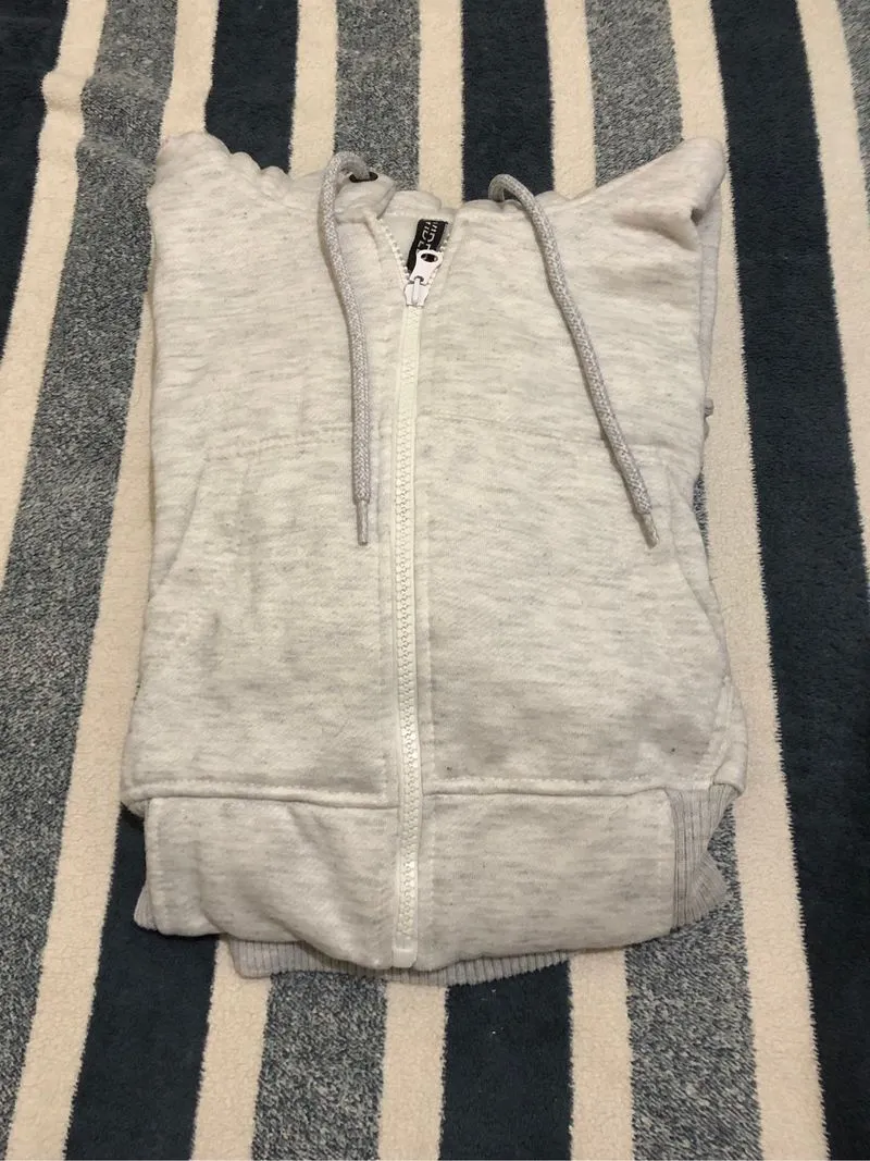 Light Grey Crop Jacket Hoodie Zipper photo 1