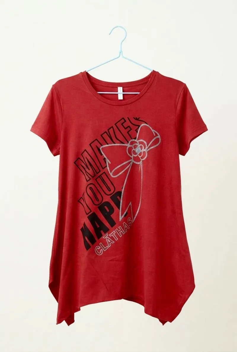 Clathas Red Graphic Tee - Casual | Atasan / Dress Kaos Merah photo 1