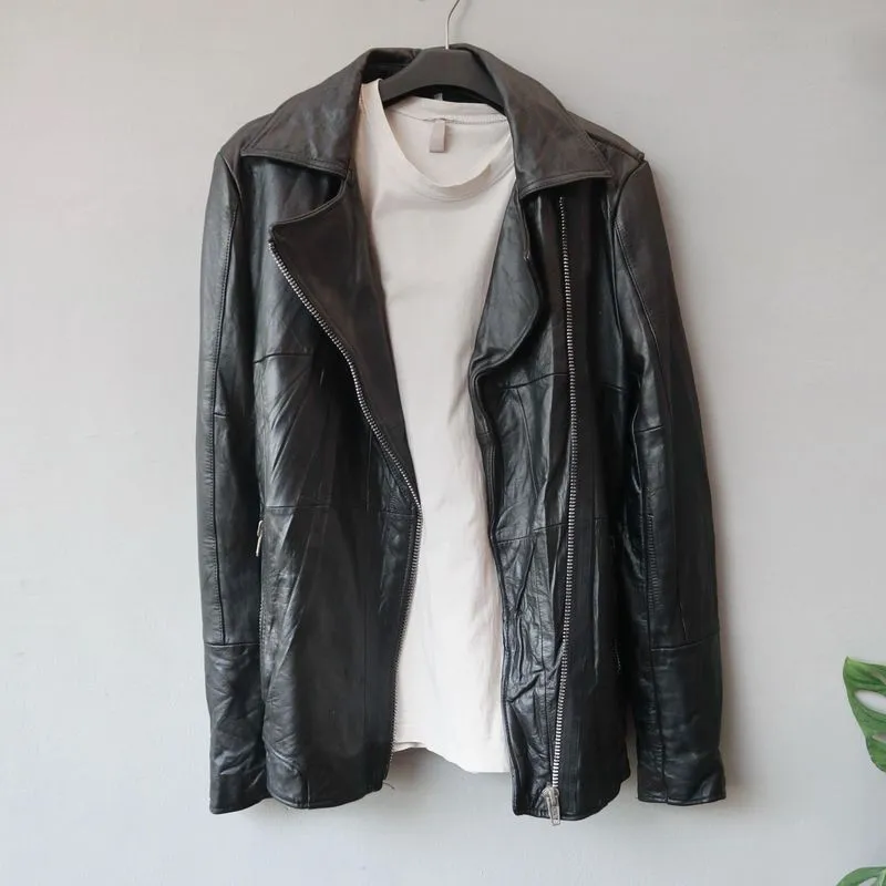Jaket kulit asli size M domba ramones biker rider rocker photo 1