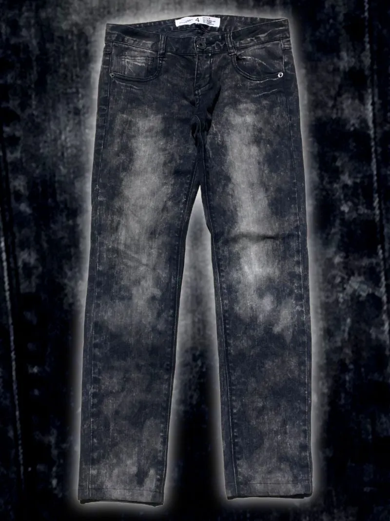 Y2K EMO DISTRESSED CHARCOAL GRAY JEANS photo 1