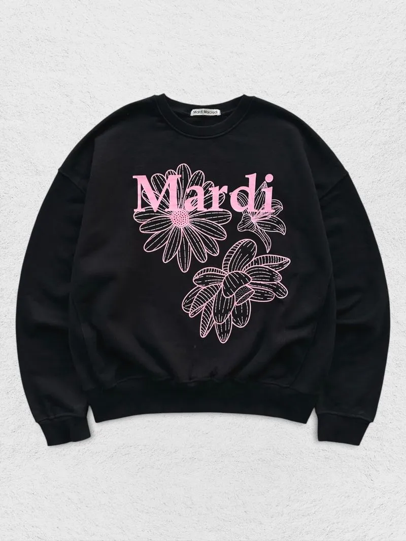 MARDI MERCREDI TRIPLE FLOWER BLACK PINK SWEATER  photo 1