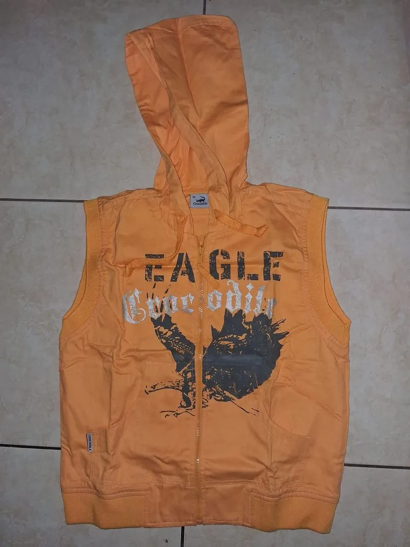 Crocodiles kids orange sleeveless zip-up hooded jacket  photo 1