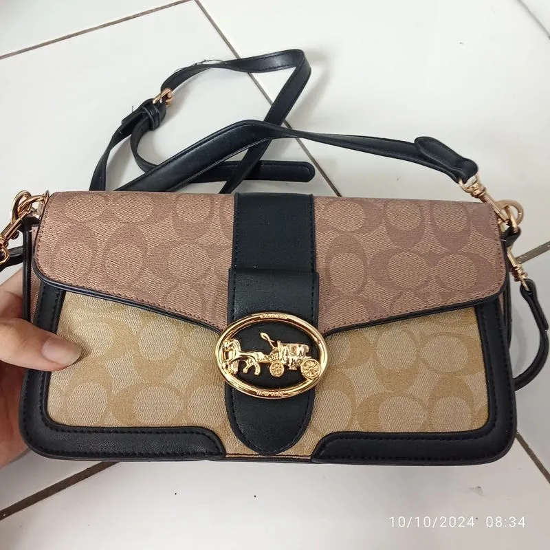 Coach Luxury Casual Shoulder bag Wanita tan orange photo 1