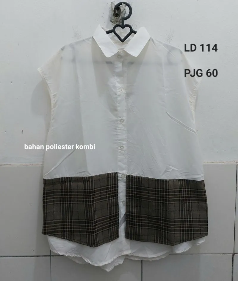 Kemeja Vest Wanita Kombinasi Kotak Korean Style photo 1
