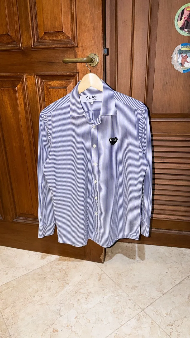 Kemeja Play CDG Stripe Blue Salur Garis Biru Panjang size M  photo 1
