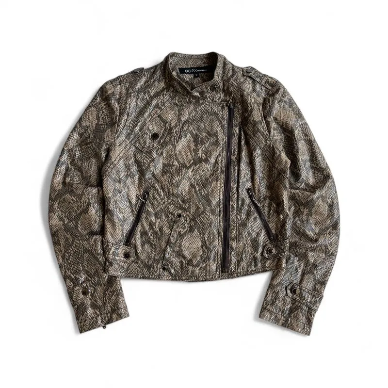 Streetwear Y2K Leather jacket Wanita gold photo 1