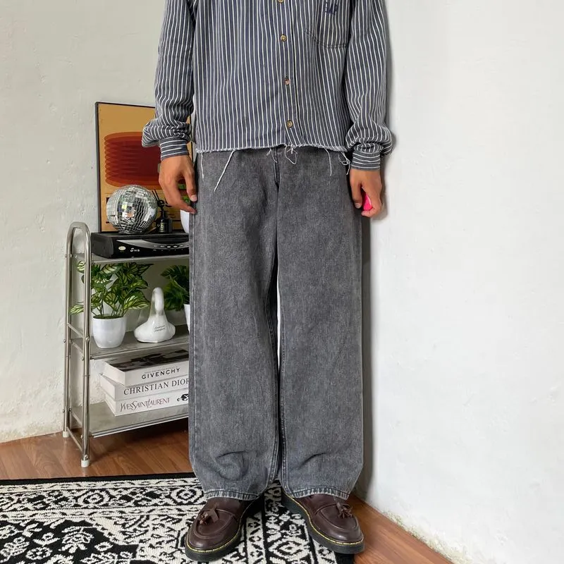 2000’s black Grey baggy denim jeans Japanese photo 1