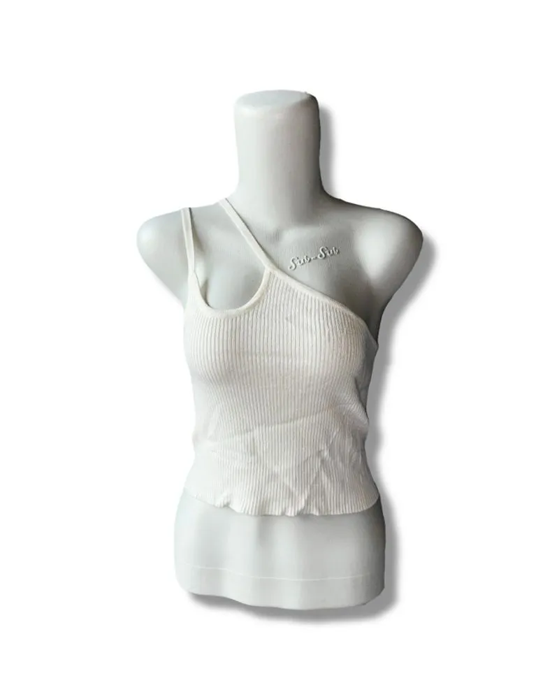 Callie Cotton Y2K Casual Crop top Wanita white cream photo 1