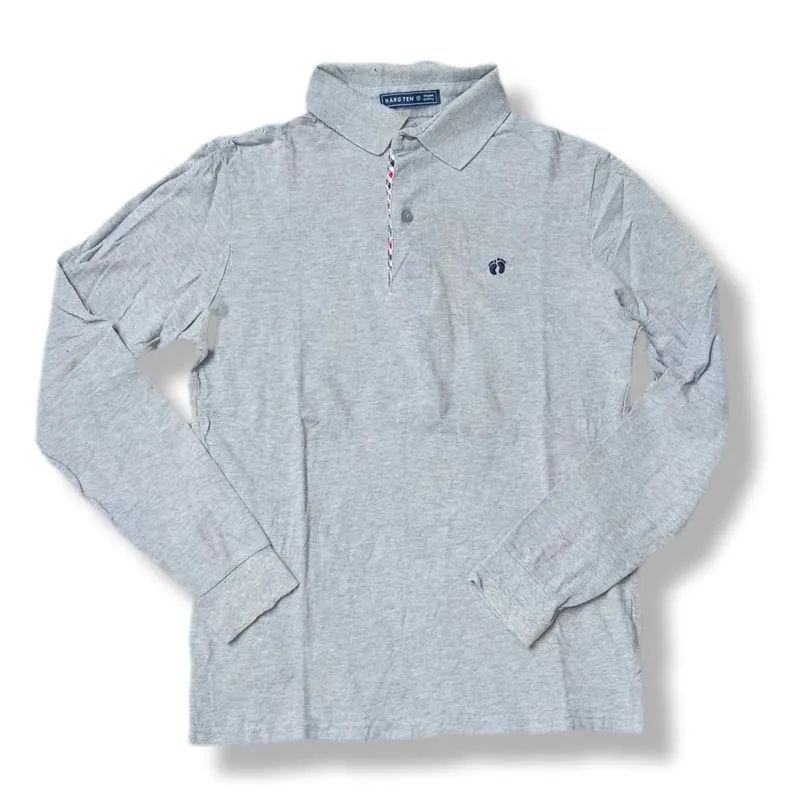 HANGTEN SMALL LOGO GRAY RUGBY LONG SLEEVE | KAOS POLO | KDU  photo 1