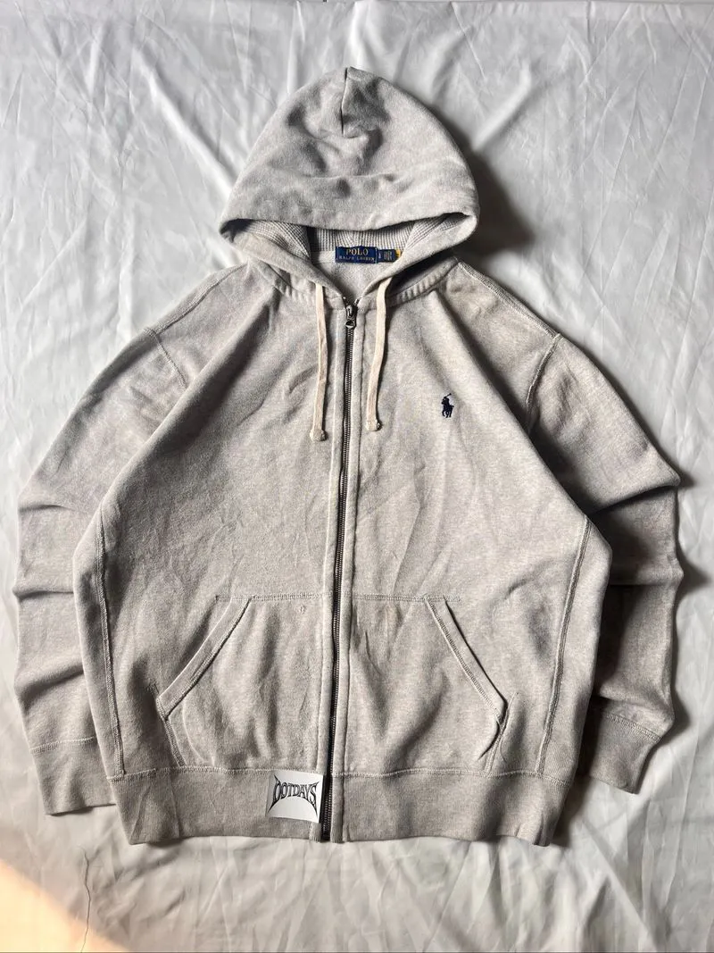 Polo Ralph Lauren Hoodie Y2K Gray Barcode Full thermal photo 1