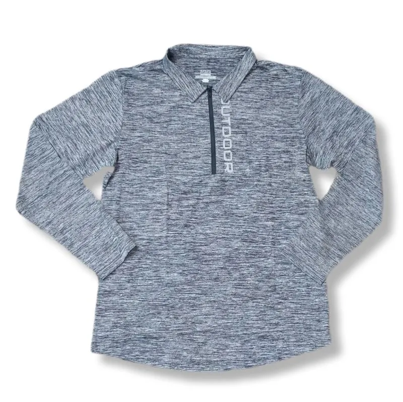 COMPRESSION OUTDOOR GRAY RUGBY HALFZIP LONG SLEEVE JERSEY |  photo 1