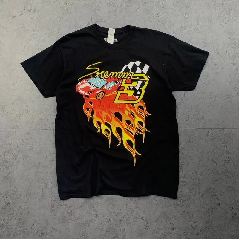 Gildan Racing Short Sleeve T-shirt Vintage Flame Nascar photo 1