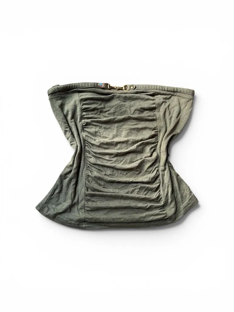 tube top ruched army green  photo 1