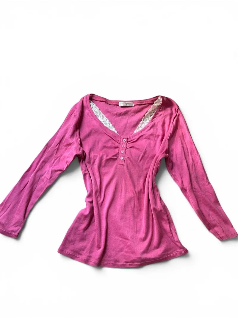 y2k longsleeve shirt magenta  photo 1