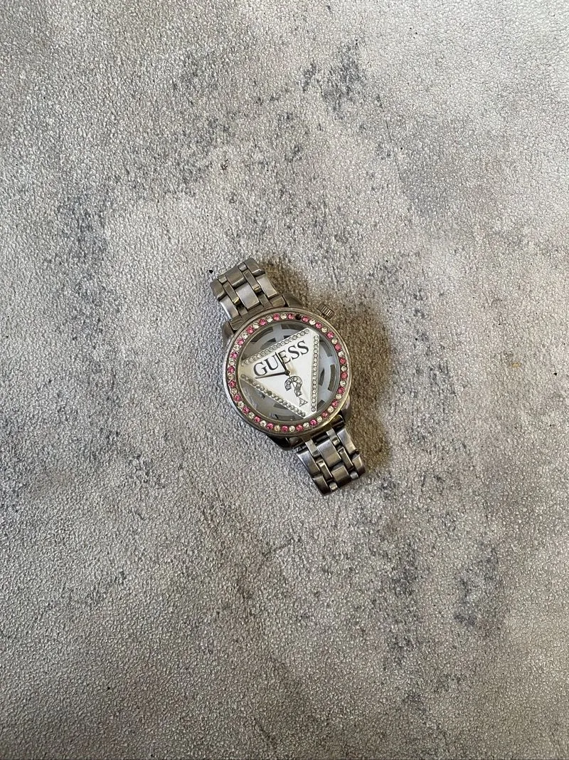 GUESS Crystal Triangle Dial Stainless Steel Watch Silver photo 1
