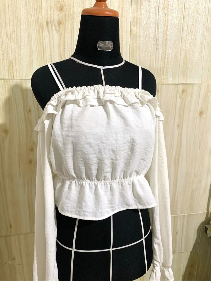 Off Shoulder Ruffle Smocked Top (Blouse) photo 1