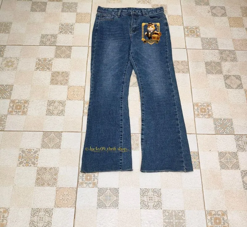 Flare Denim Jeans Blue Wash | Unisex | Raw Hem Style photo 1