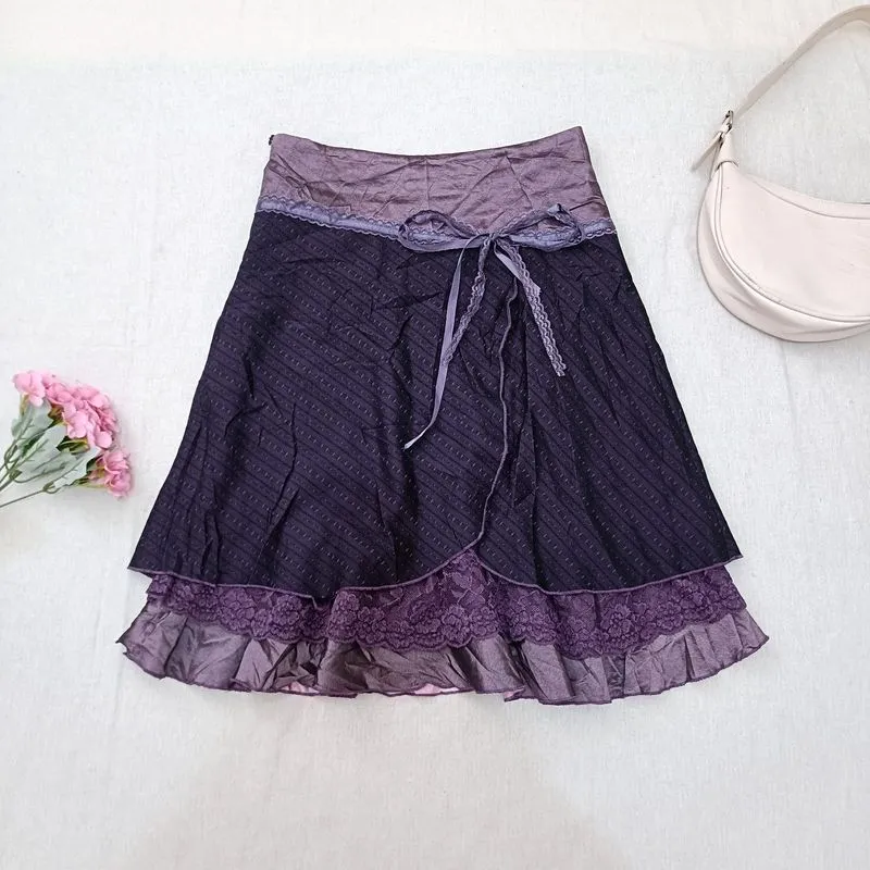 Wangyunqunku Dark Purple Lace Skirt Mori Kei Gothic photo 1