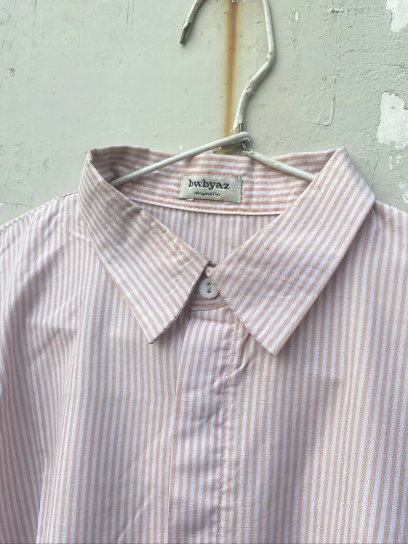 Kemeja Salur Pink Lengan Panjangnya photo 1