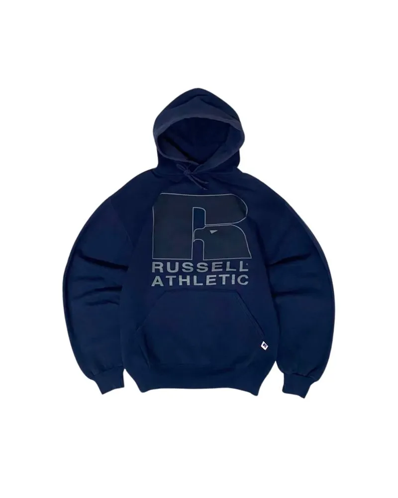  1990s Vtg Russell Athletic Navy Faded Boxy Hoodie photo 1