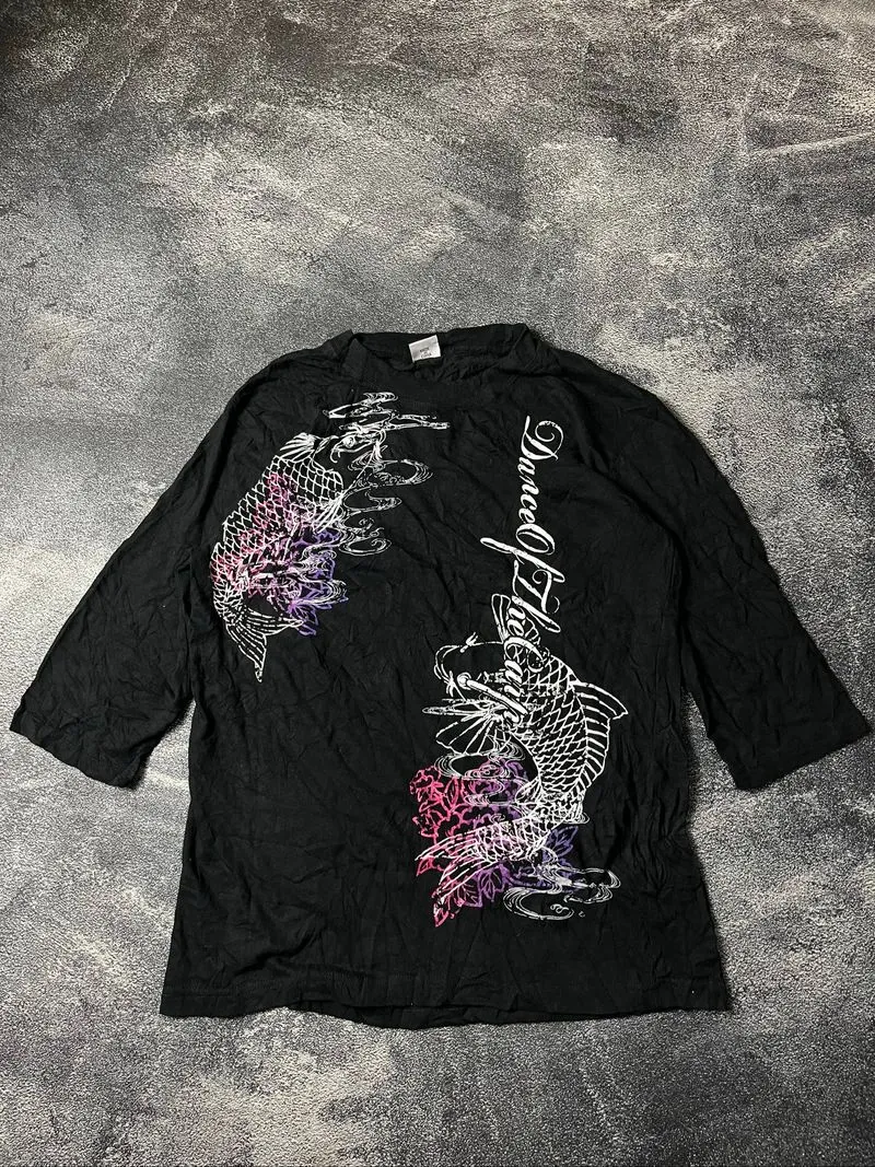 Poem y2k gothic punk grunge Koi reglan Tshirt photo 1