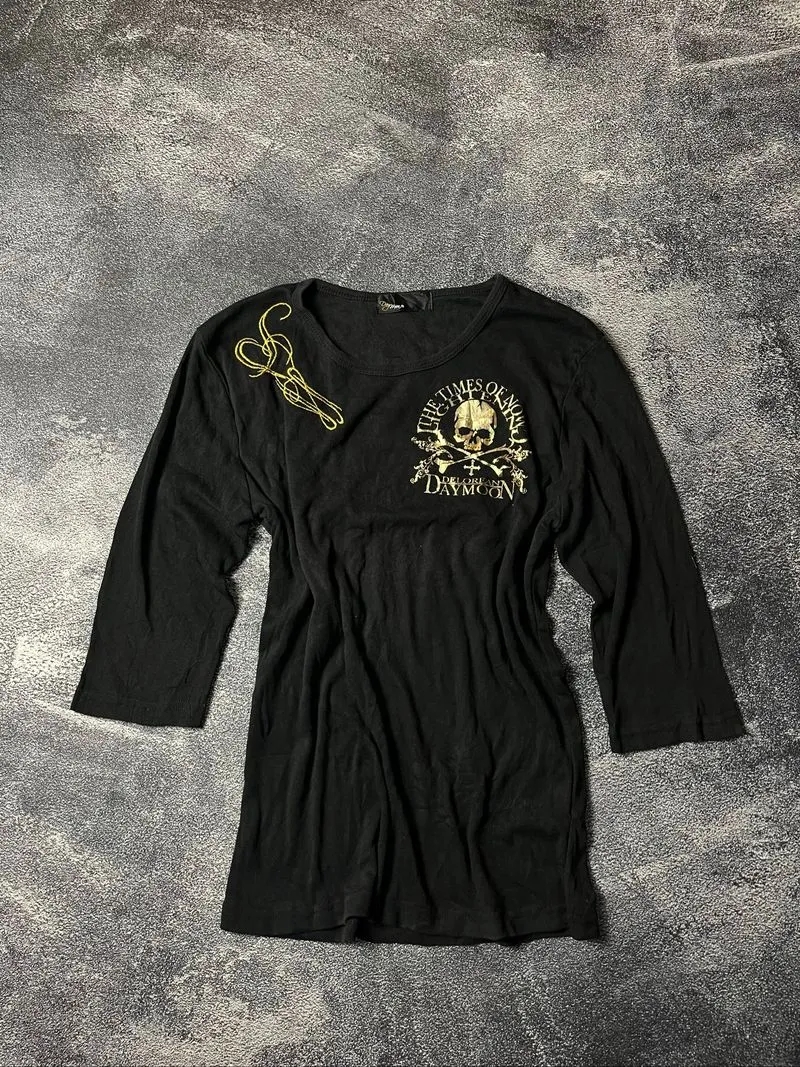 Poem y2k gothic punk grunge reglan skull tshirt photo 1