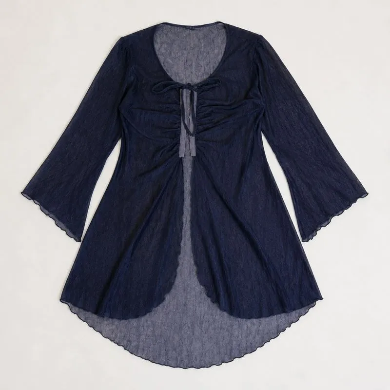 Vintage Whimsy Goth Witch Sheer Outer Longsleeve Dress Top photo 1