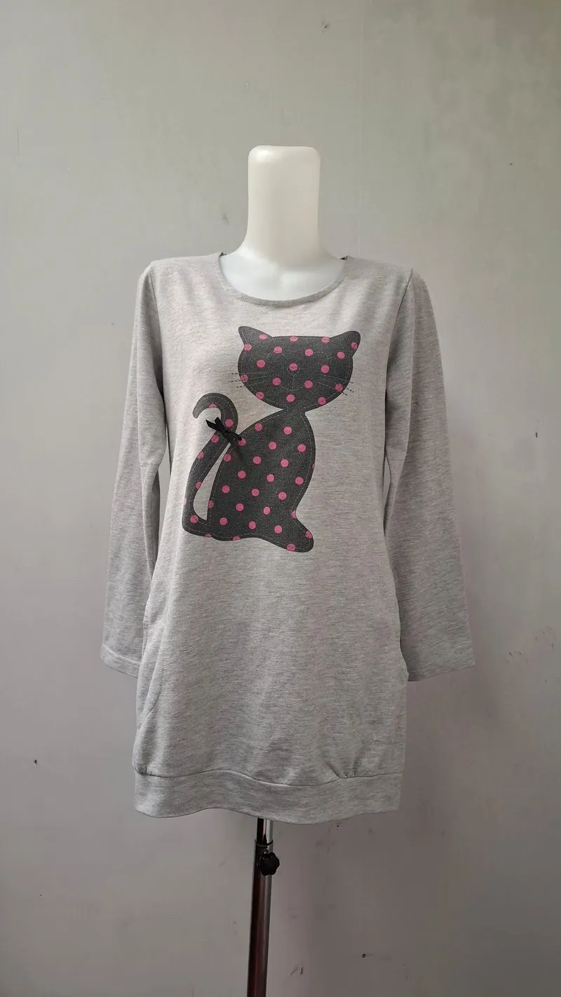 Cat longsleeve gray photo 1