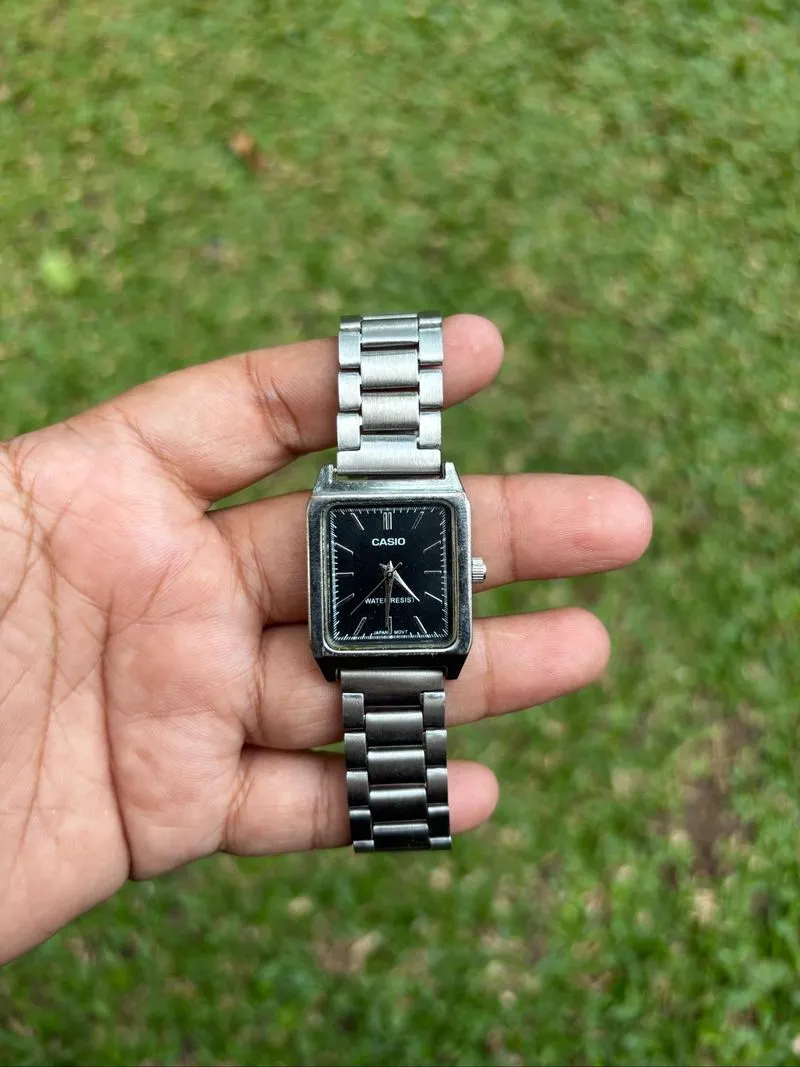 JAM TANGAN CASIO TANK SILVER BLACK DIAL photo 1