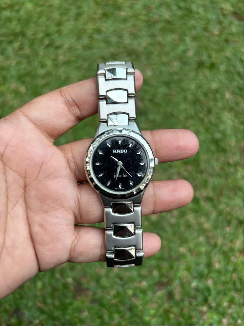 JAM TANGAN RADO ANALOG SILVER BLACK DIAL VTG photo 1