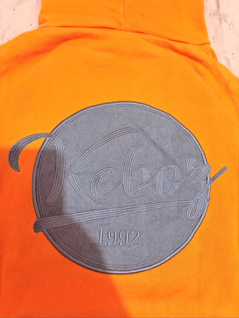 KEBOZ CORDUROY BB LOGO SWEAT HOODIE (ORANGE) photo 1