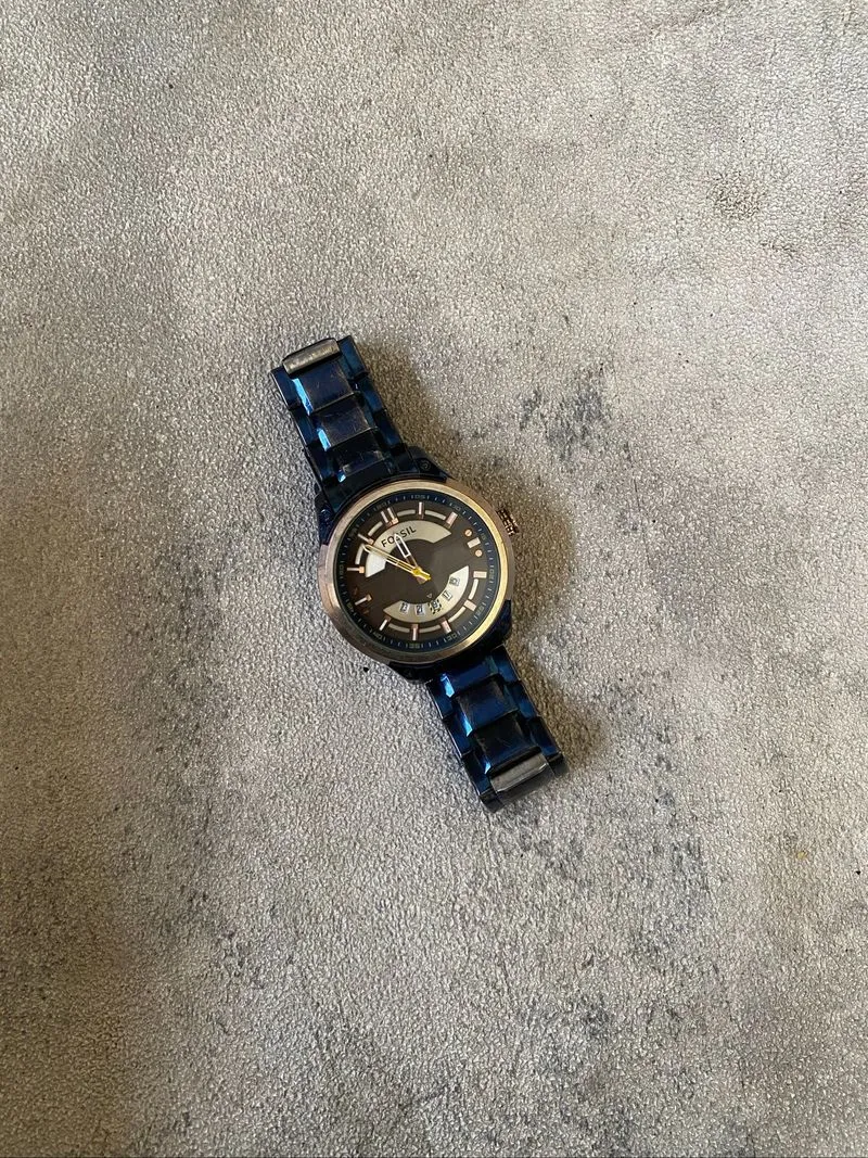 Vintage Fossil Blue Ion Plated Multifunction Quartz Watch photo 1