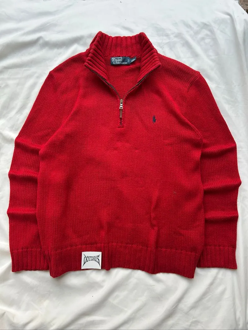Polo Ralph Lauren Half Zip Red Vintage photo 1