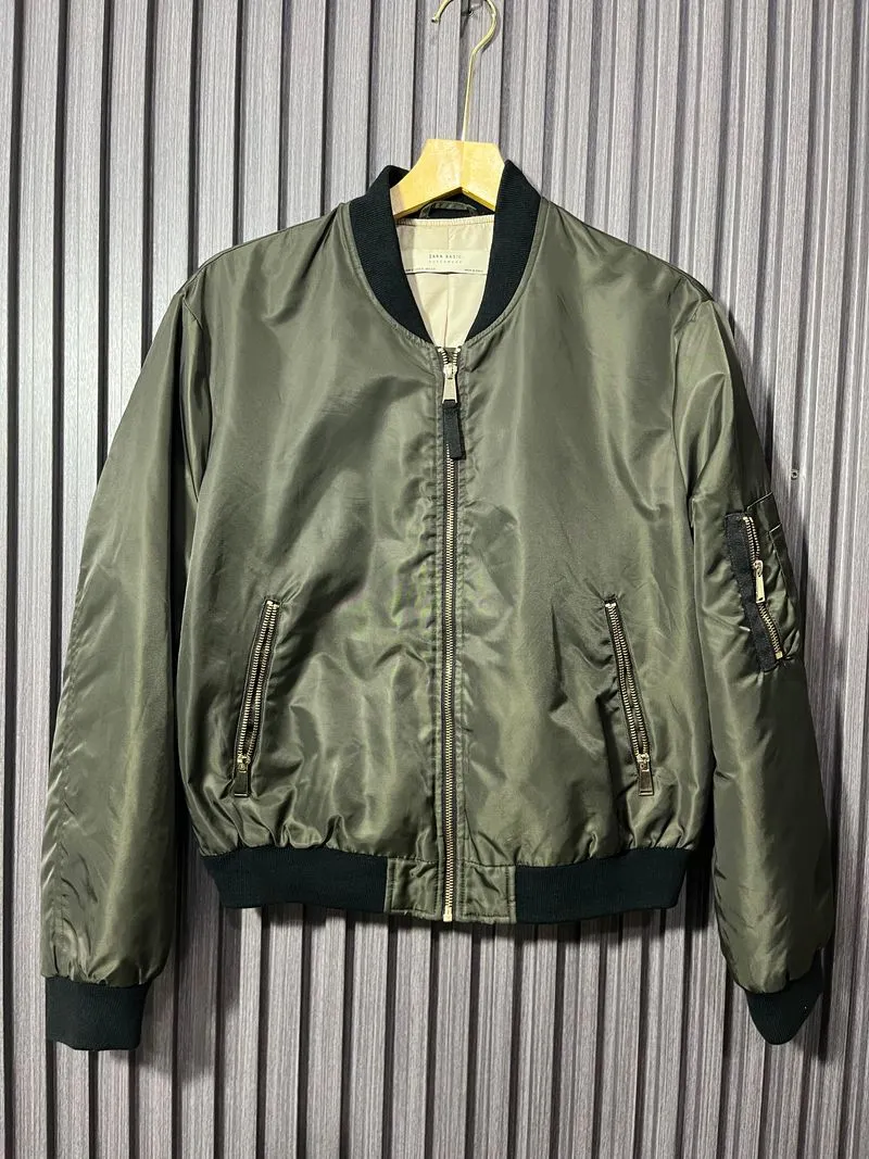 ZARA Vintage Streetwear Bomber jacket Pria green photo 1
