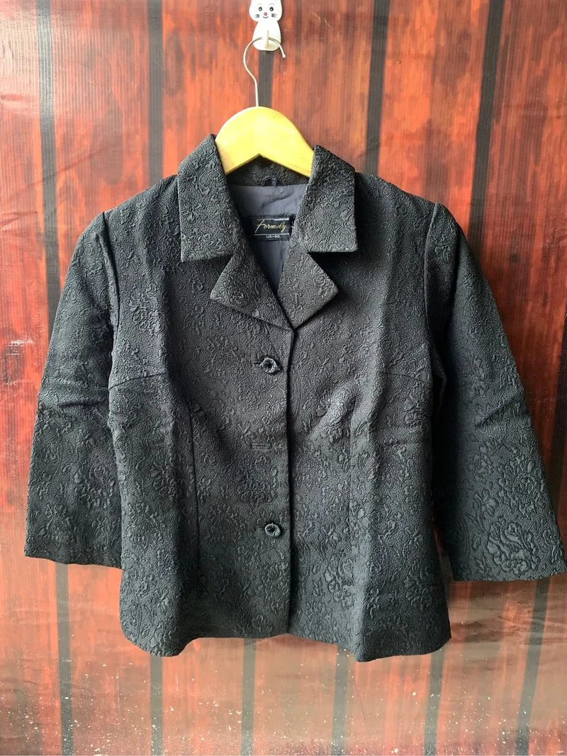 3/4 sleeve textured jacquard jacket Blazer photo 1