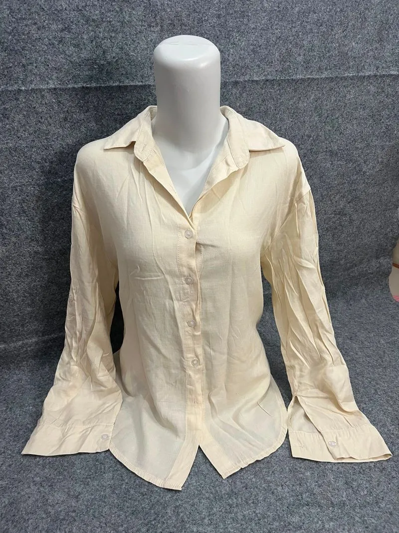 PL Kemeja katun rayon - Warna cream butter - Ready hanya 1 photo 1