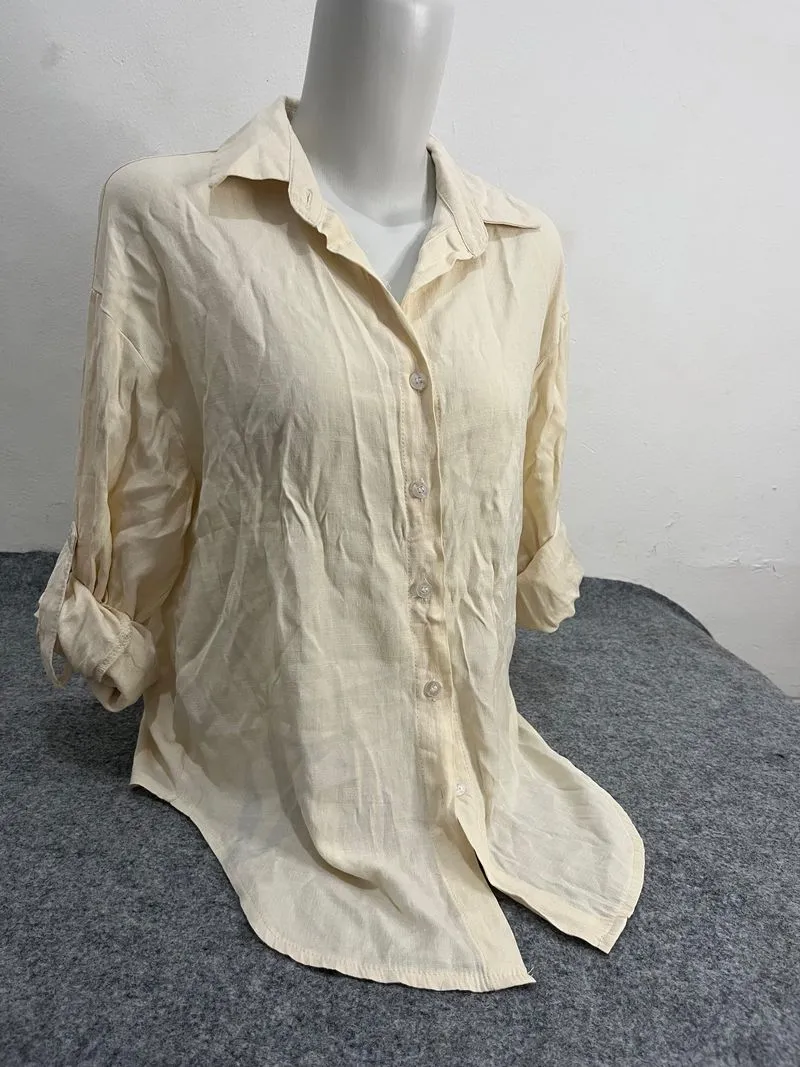 PL Kemeja katun rayon - Warna cream butter - Ready hanya 1 photo 1