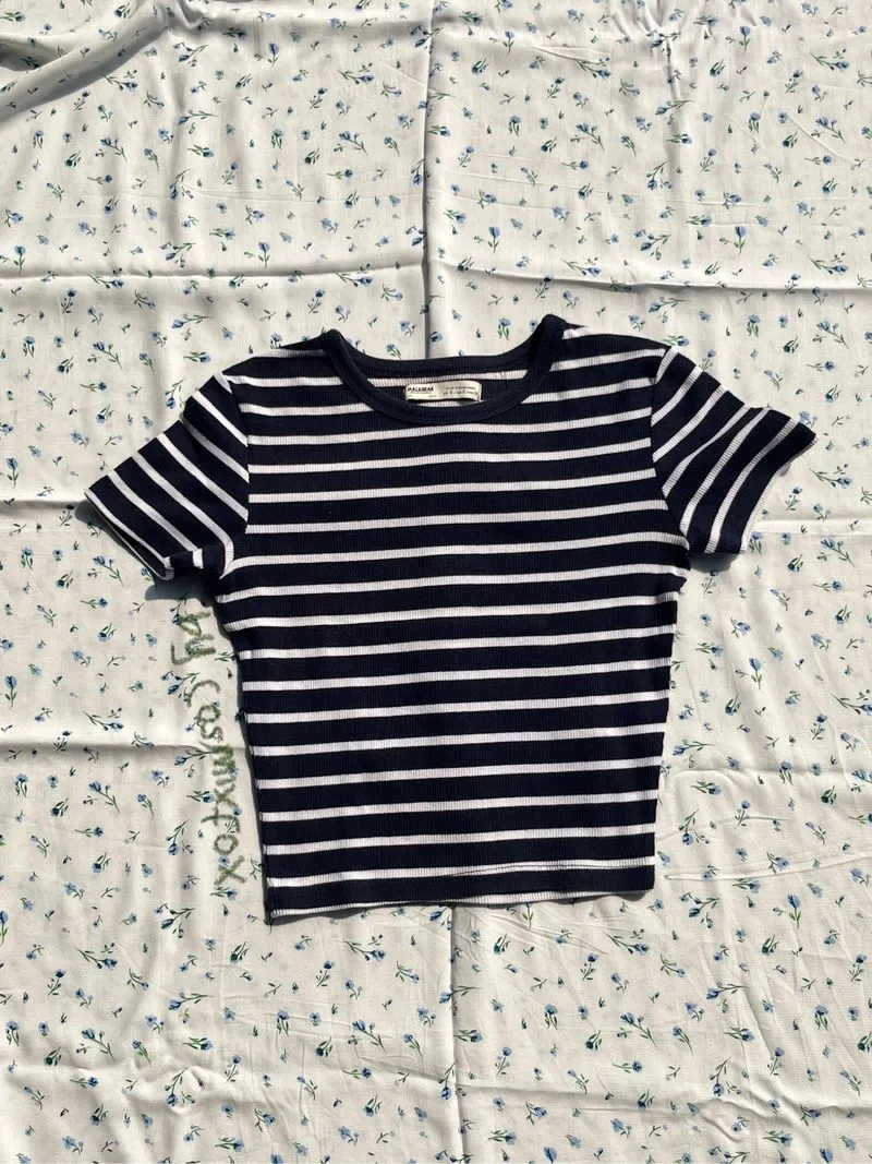 Pull & Bear crop top stripe photo 1