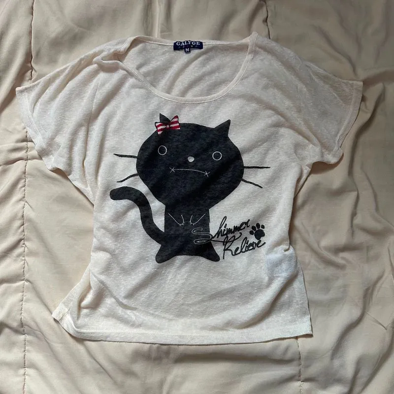 Y2K Galyge Japan Cat Graphic Tee photo 1