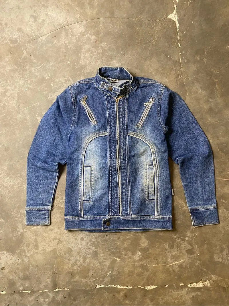 denim jacket biker vintage photo 1