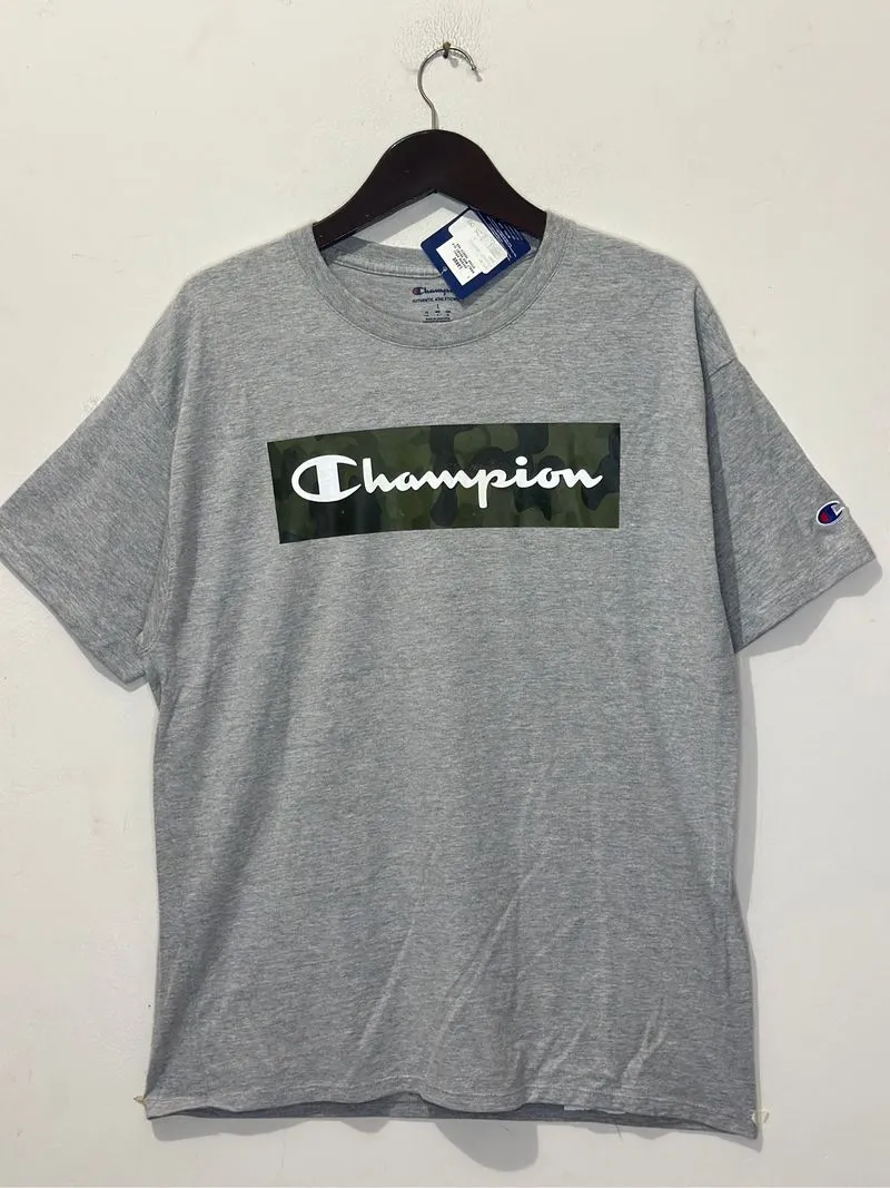 Champion SS Tee Camo Box Logo Oxford Gray BNWT Original photo 1