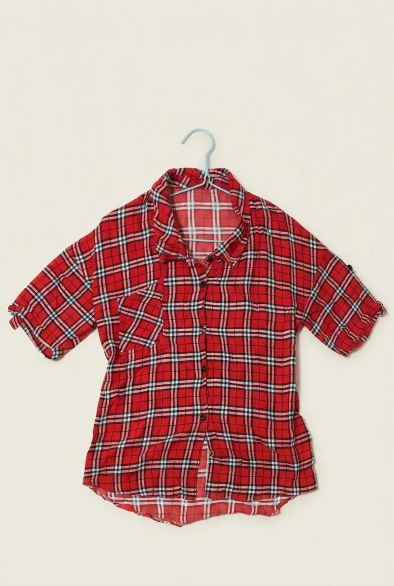 Casual Red Plaid Short Sleeve Shirt || Kemeja Kotak-Kotak photo 1