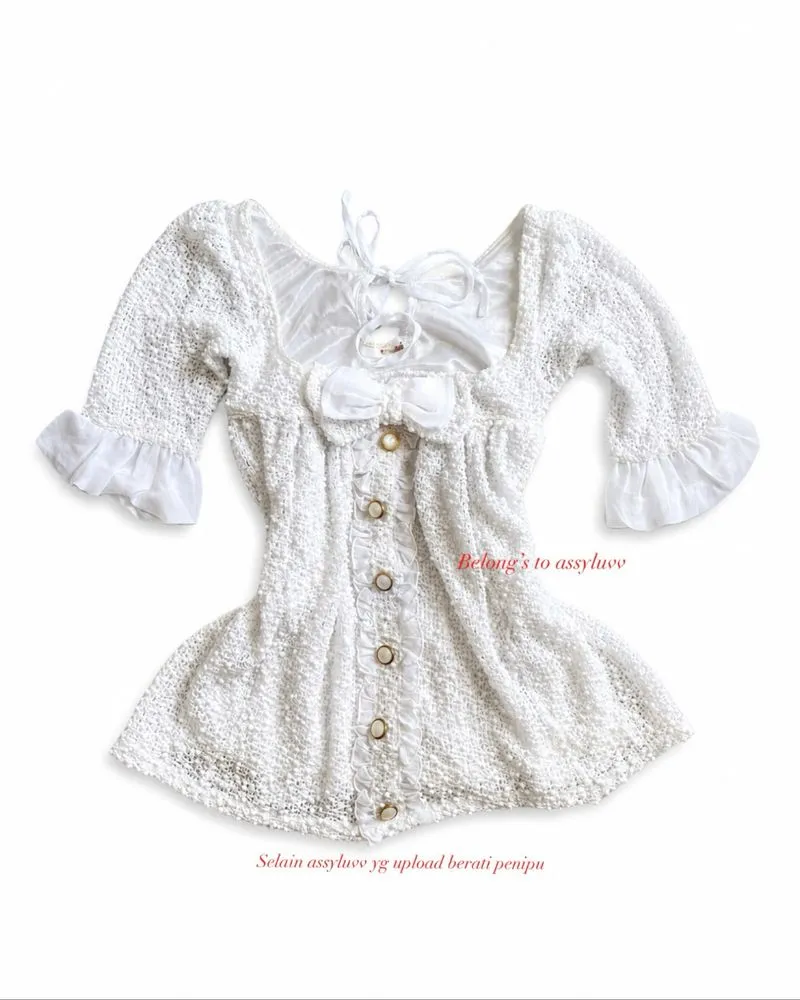 Liz Lisa Old Tag Babydoll Top White Ribbon Lace Coquette Him photo 1