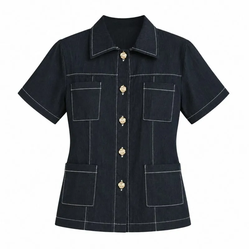 PL Denim Blouse Top photo 1