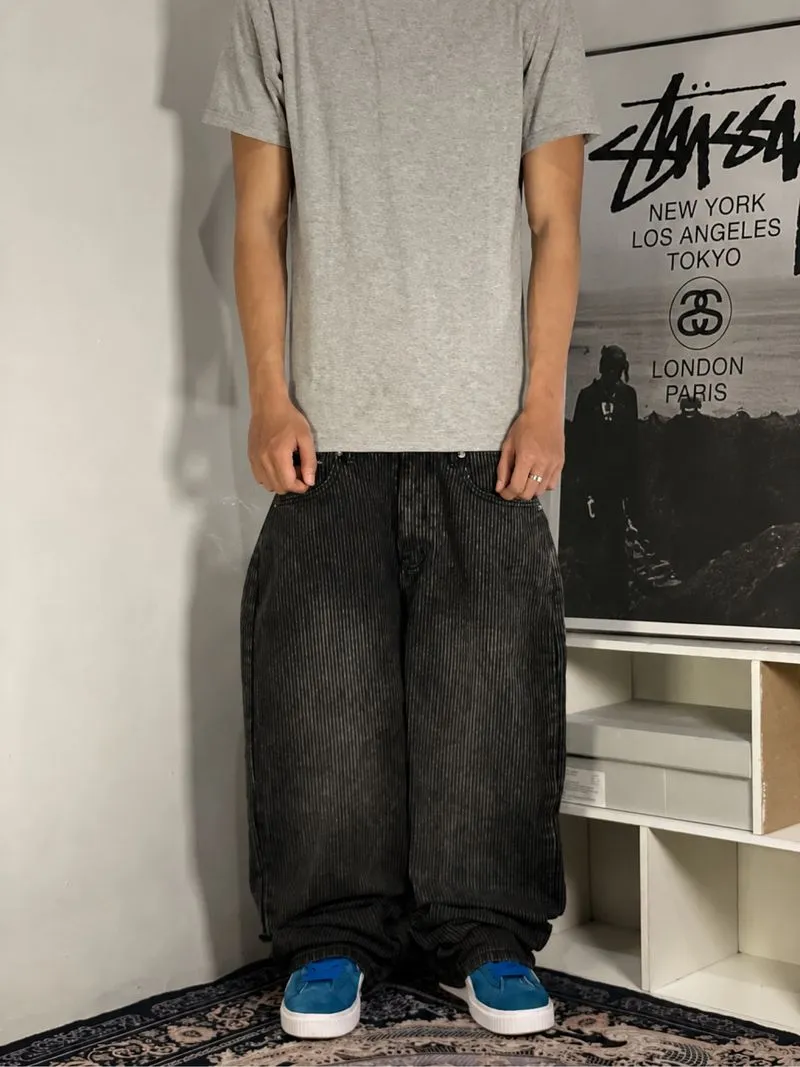 Develop Wash Pinstripe Dark Grey Denim Jeans⚫️⚪️ photo 1