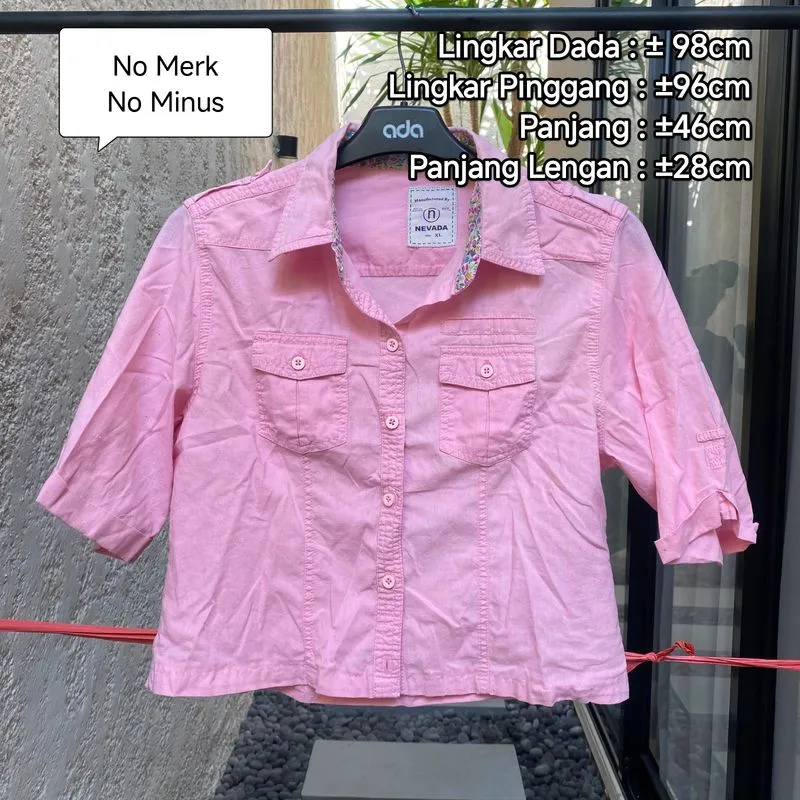 Preloved (Personal Used) Kemeja Crop Top Wanita Pink NEVADA photo 1