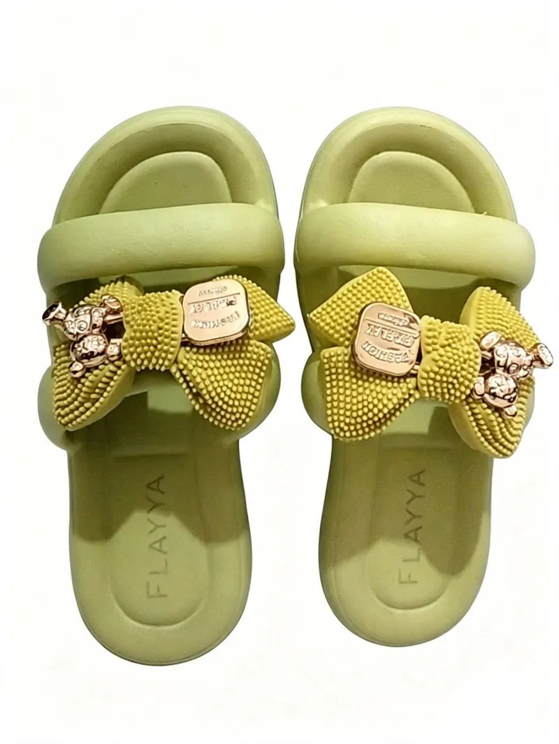 PRELOVED SANDAL SLIP ON ANAK HIJAU SAGE PITA BEAR FLAYYA photo 1