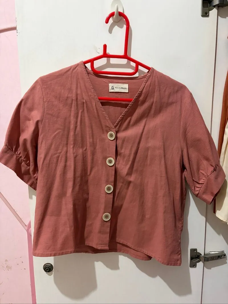 Kemeja Atasan Wanita - Pink sz S photo 1