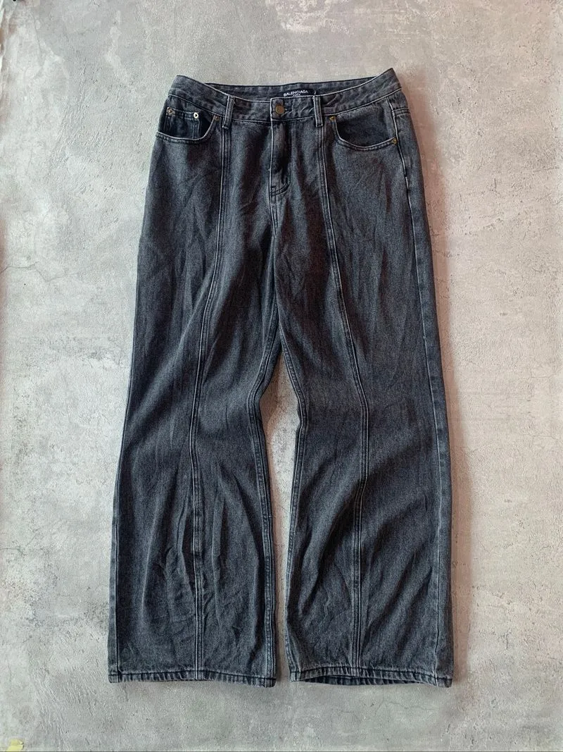 Balenciaga Baggy Jeans Grey Wash Denim Wide Fit photo 1